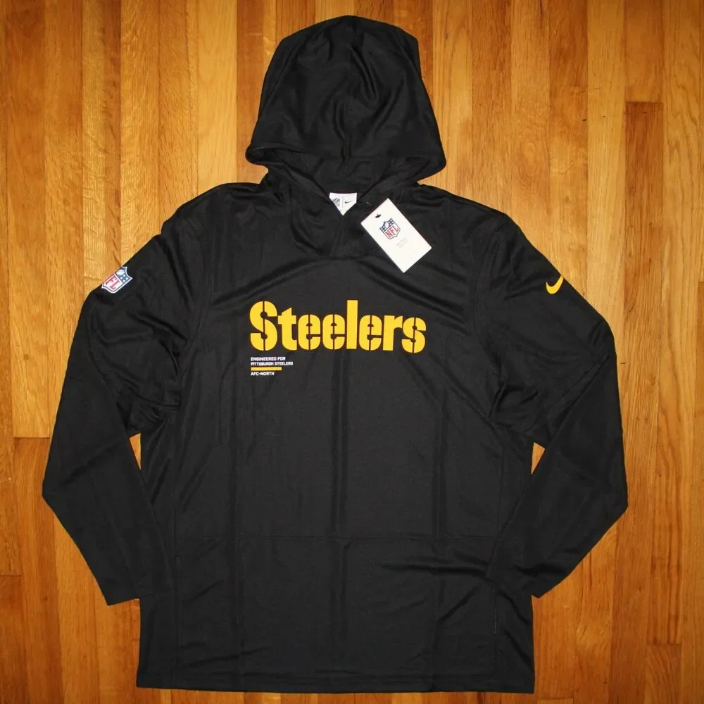 Nike Pittsburgh Steelers Dri-Fit On Field Lightweight Hoodie Mens XL Black Gold